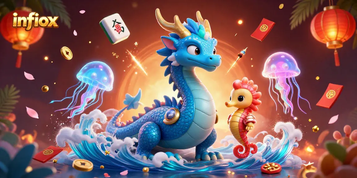 Experience the vibrant magic of infiox's online gaming scene filled with fantasy elements and dynamic casino symbols.