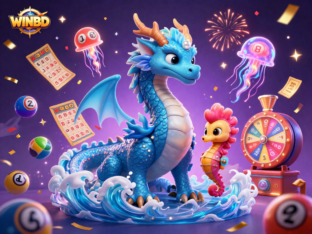WINBD immerses you in a vibrant gaming adventure with a 3D ocean dragon, seahorse knight, and glowing jellyfish.