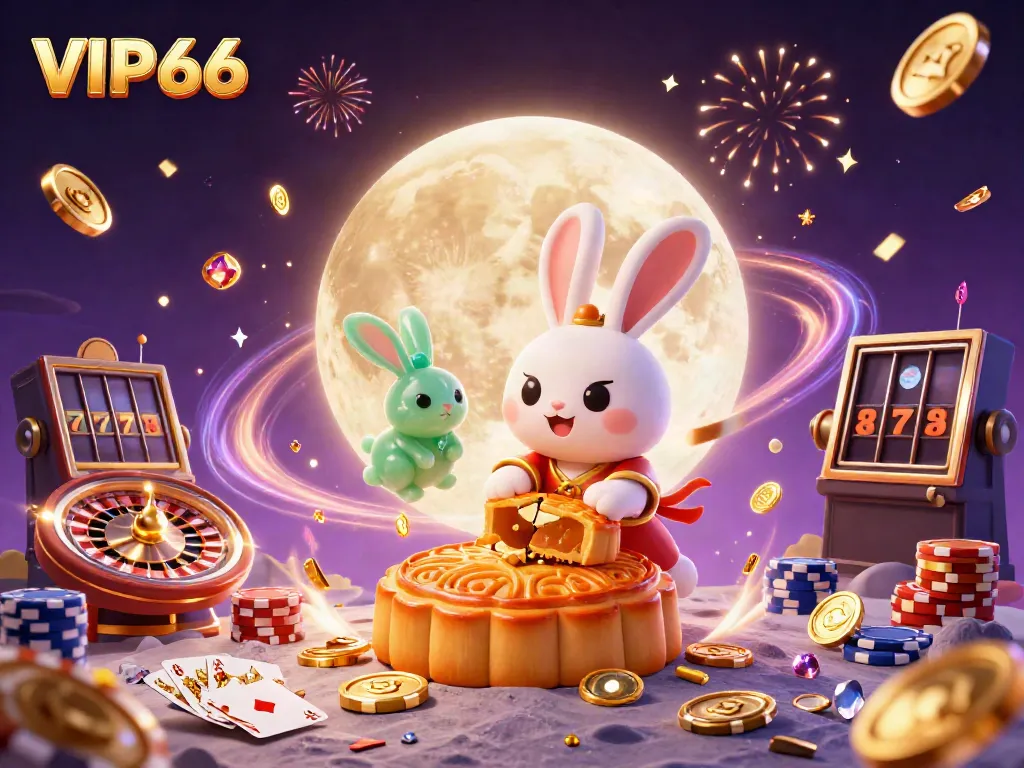 Experience the excitement of VIP66 with this vibrant 3D casino illustration featuring fortune and games of chance.