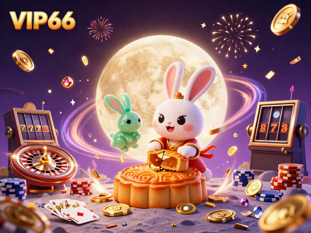 Experience the excitement of VIP66 with this vibrant 3D casino illustration featuring fortune and games of chance.