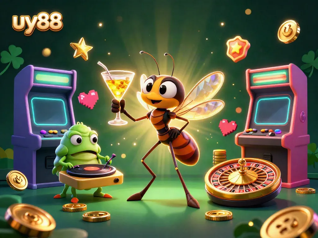 Experience excitement with uy88's vibrant casino scene featuring unique characters and gaming elements.