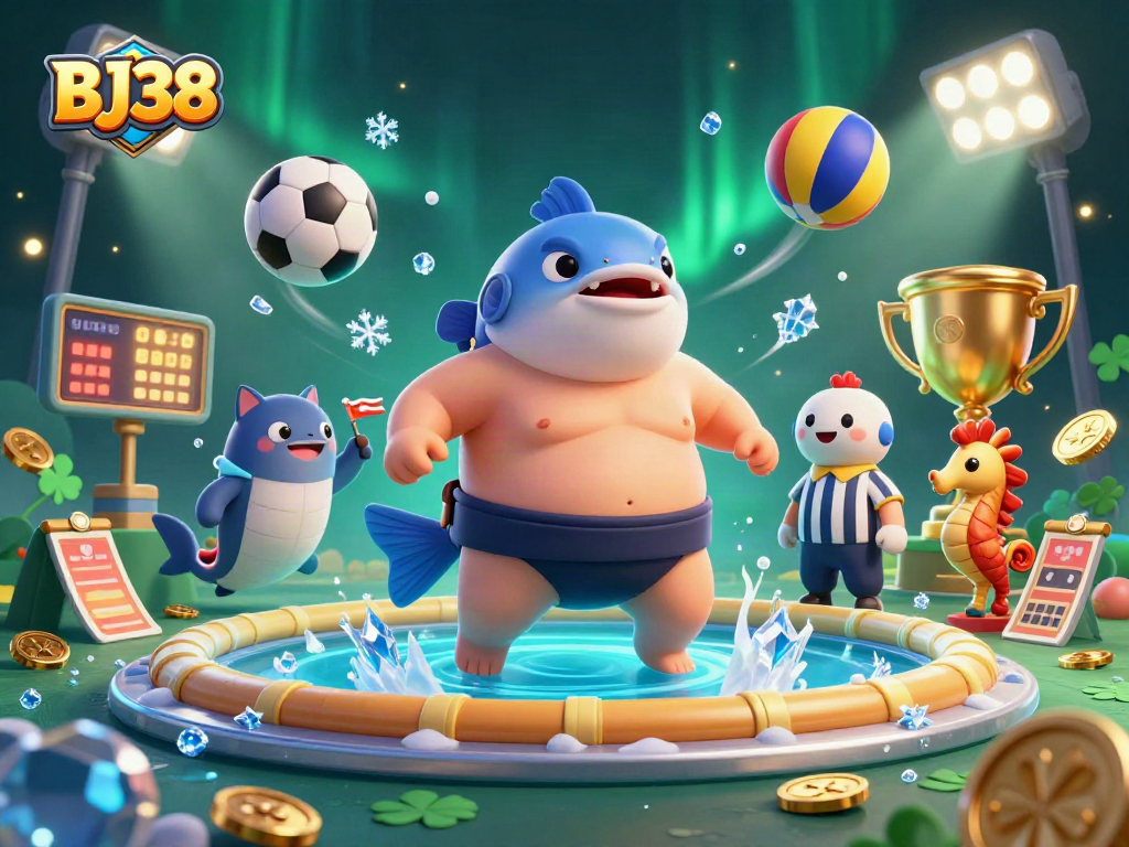 Engage in thrilling sports betting experiences with BJ38 as the fugu sumo wrestler defends his underwater title.