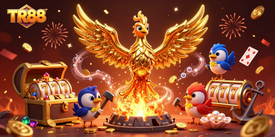 Engage with TR88 for thrilling casino action and immersive slot gameplay featuring a golden phoenix.