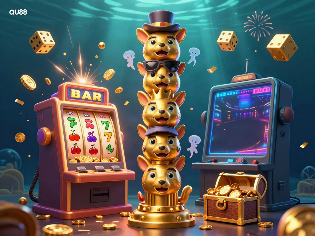 Engage with exciting jackpots at au88, featuring a dazzling totem and high-energy casino atmosphere.