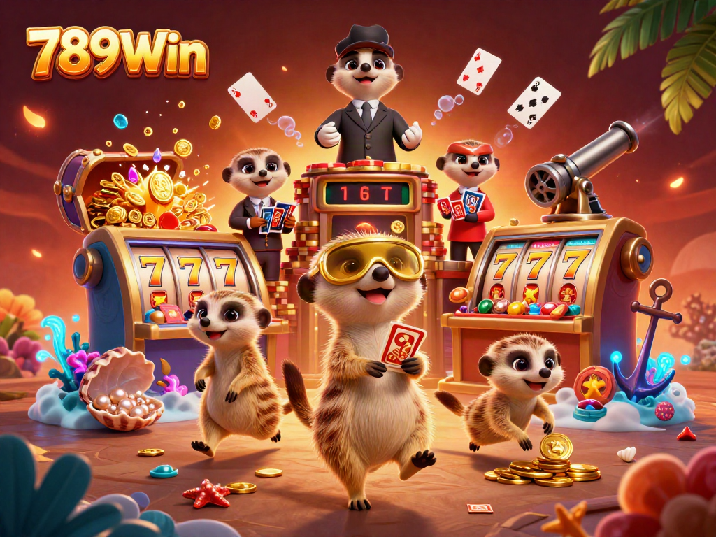 Experience thrilling gaming excitement with 789Win's dynamic casino meerkats revealing the charm of slots.