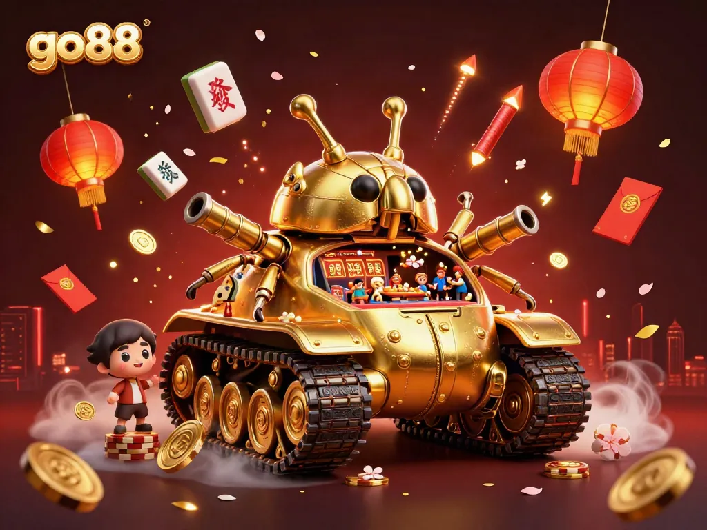 Experience go88's vibrant online gaming adventure with a detailed casino-themed illustration.