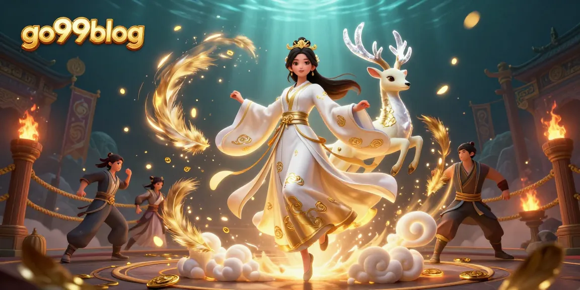 Join the excitement at go99blog with a striking illustration of an Asian woman at a vibrant casino.