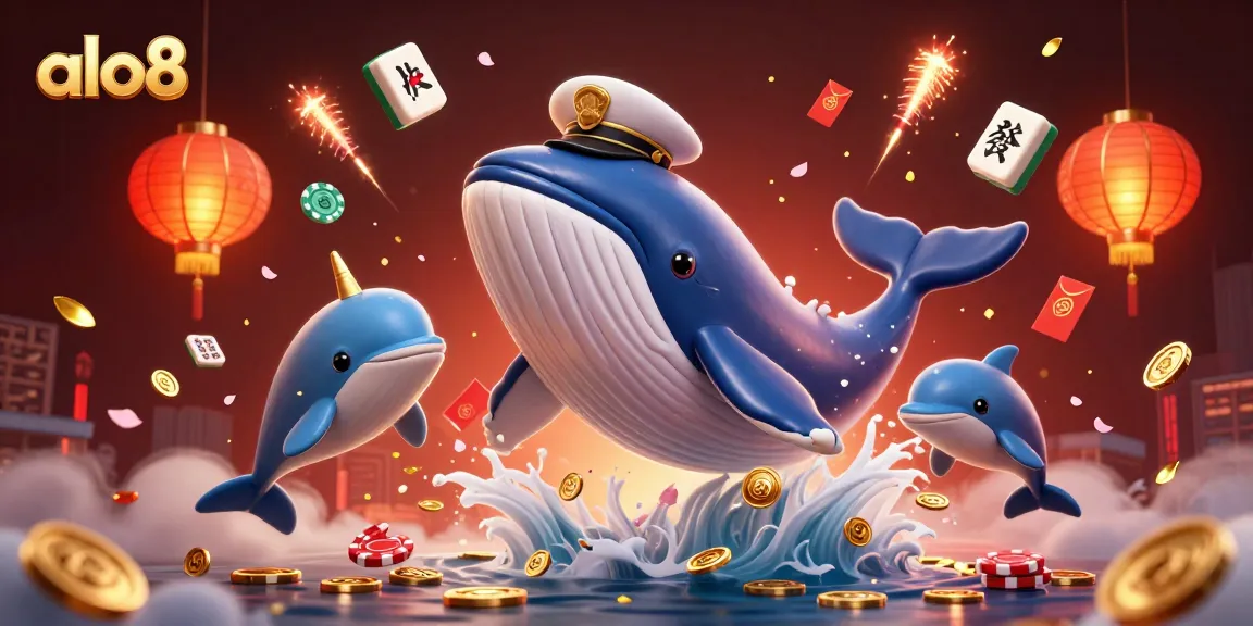 Experience thrilling gaming at alo8 with whales and dolphins celebrating luck and fortune.