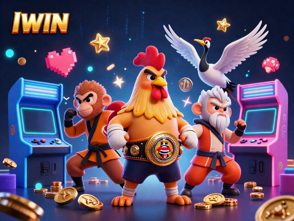 IWIN players enjoy a vibrant casino atmosphere featuring colorful game elements and engaging characters.