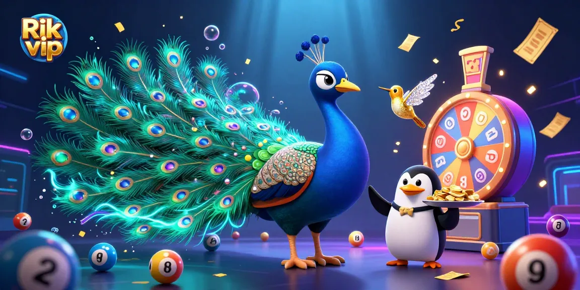 Engage with Rik vip's vibrant lottery scene featuring colorful balls and dynamic prize elements.