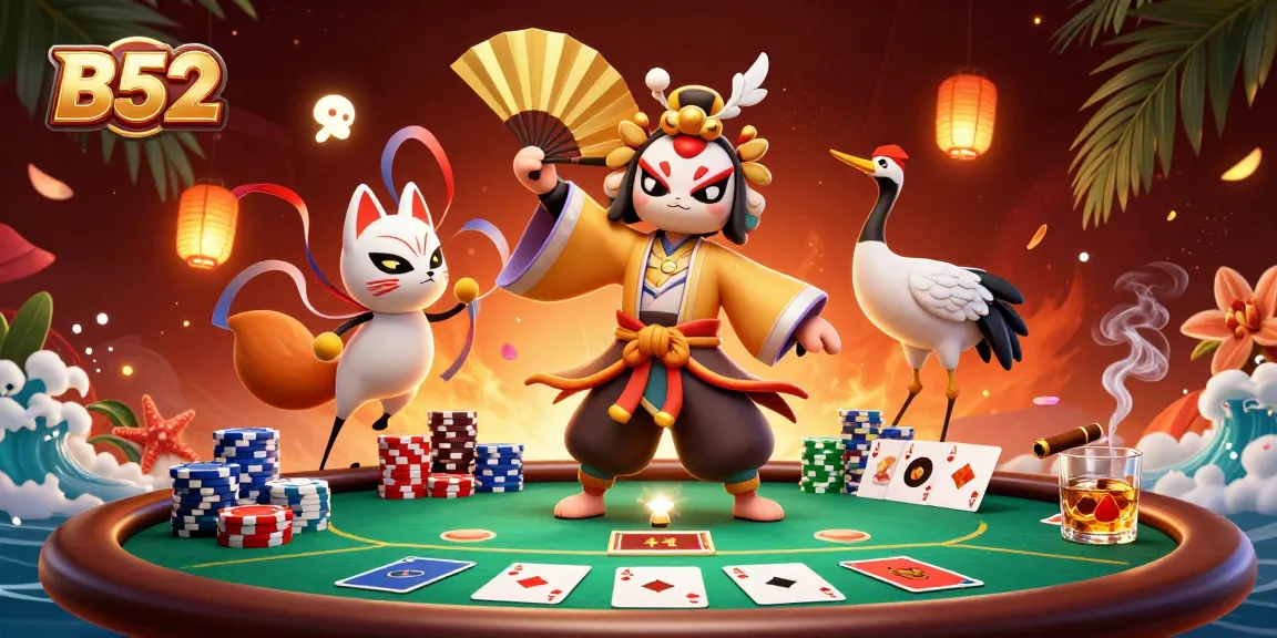 B52 players enjoy a rich poker scene with kabuki warriors and poker elements.