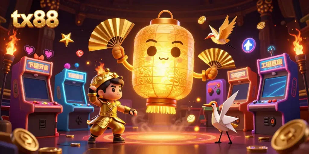 Experience the thrilling world of tx 88 with a golden lantern spirit and gaming excitement in a vibrant casino setting.