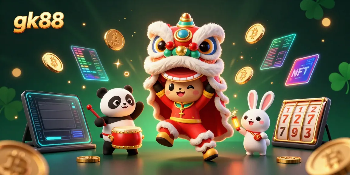 Engage with gk88 amidst vibrant casino elements and lively characters celebrating the year of the tiger.