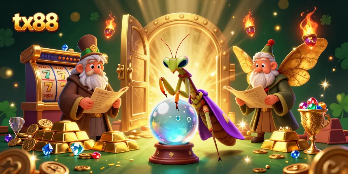 Experience tx88 casino magic with a vibrant scene of fortune tellers and treasures.