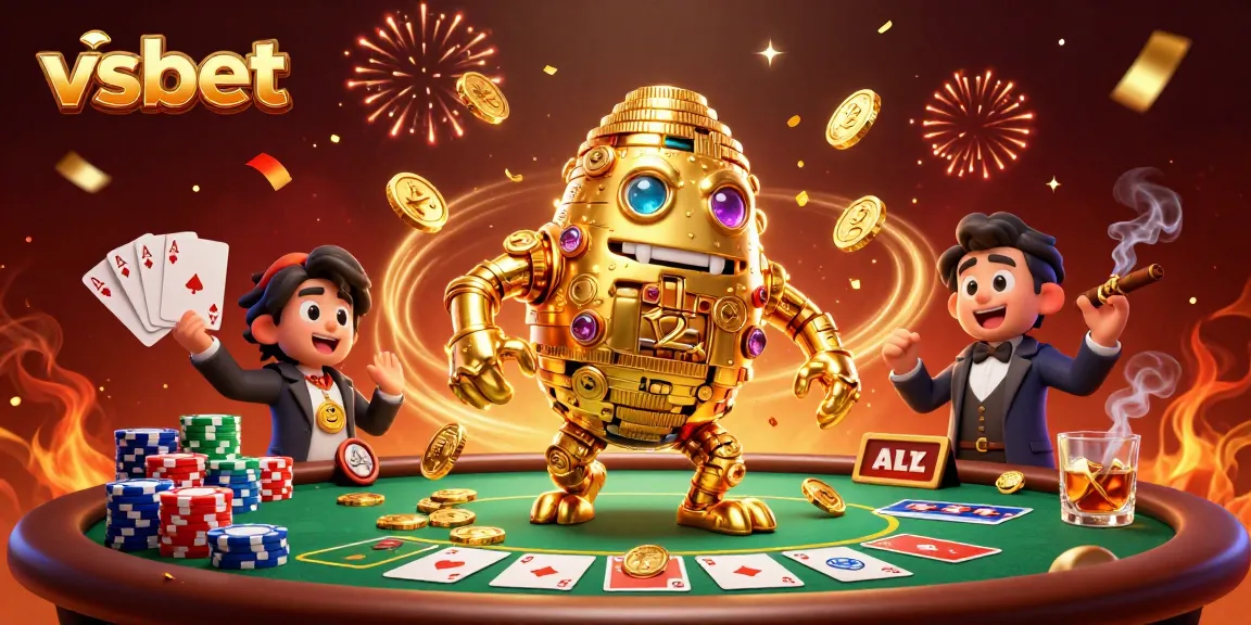Engage in thrilling gameplay at vsbet with its vibrant casino animations and golden golem.
