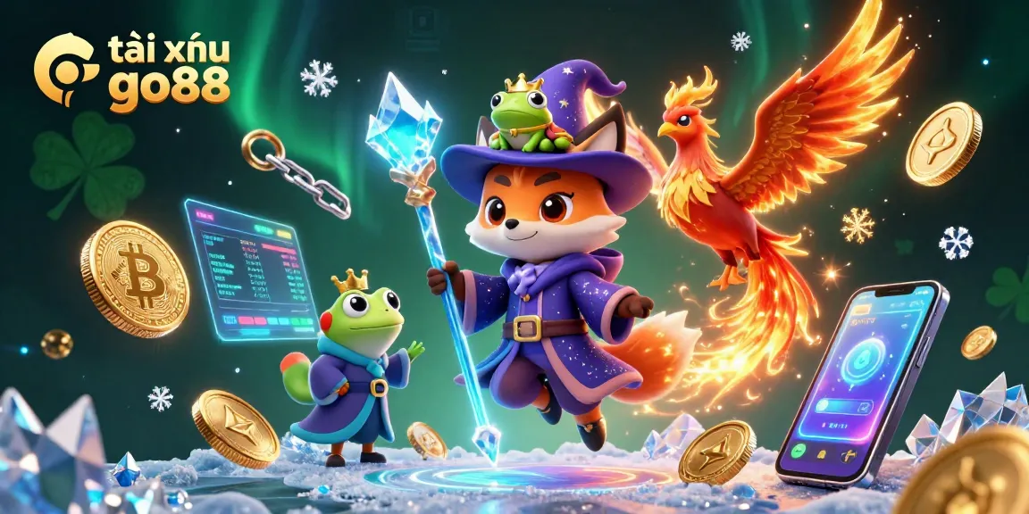 Experience the excitement of tài xỉu go88 with this vibrant 3D illustration featuring enchanting characters and dynamic casino elements.