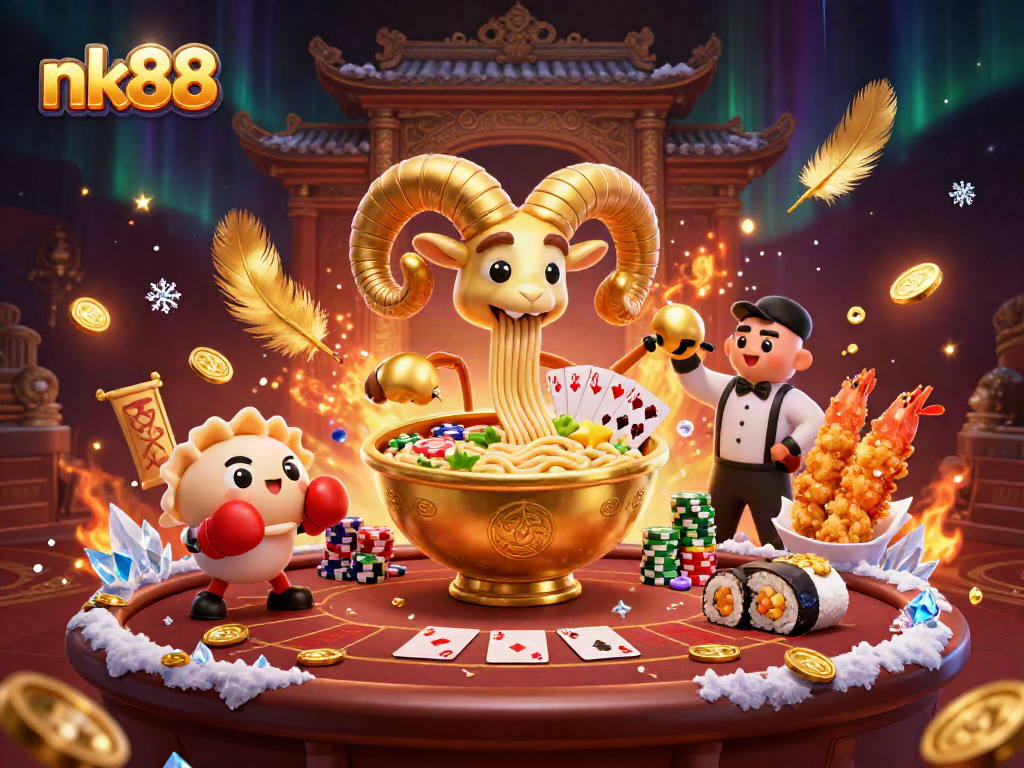 Engage in thrilling poker battles with nk88’s ultimate gaming characters in a lively 3D casino scene.