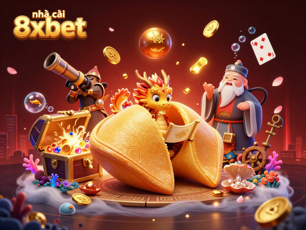 Experience the excitement of nhà cái 8xbet with this vibrant 3D casino scene featuring unique characters and dynamic game elements.