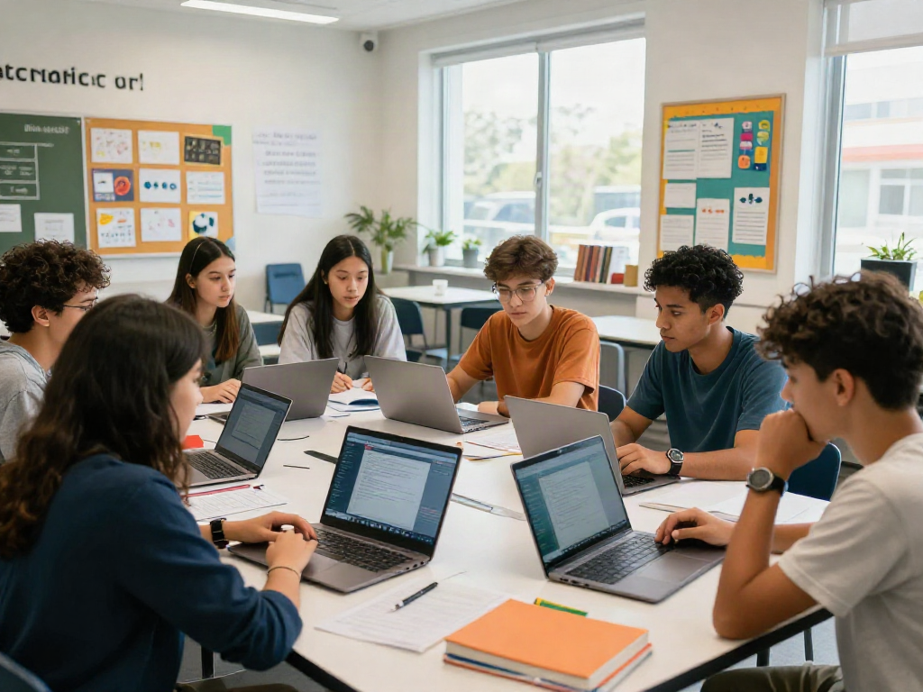 HBO Diploma kopen in een moderne klaslokaal met studenten die samenwerken aan een project.