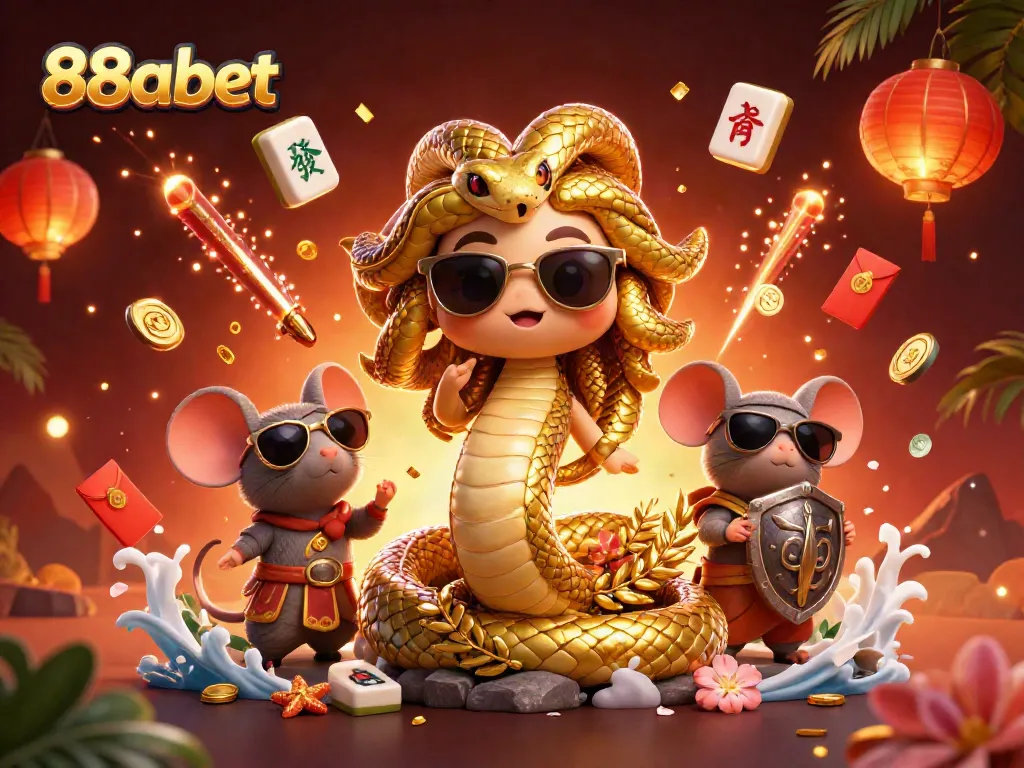 Experience the excitement of 88abet with charming characters and dynamic casino elements in a vibrant 3D scene.