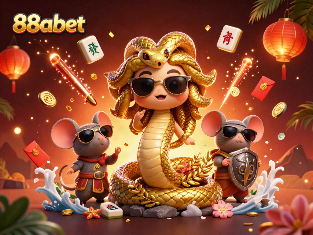 Experience the excitement of 88abet with charming characters and dynamic casino elements in a vibrant 3D scene.