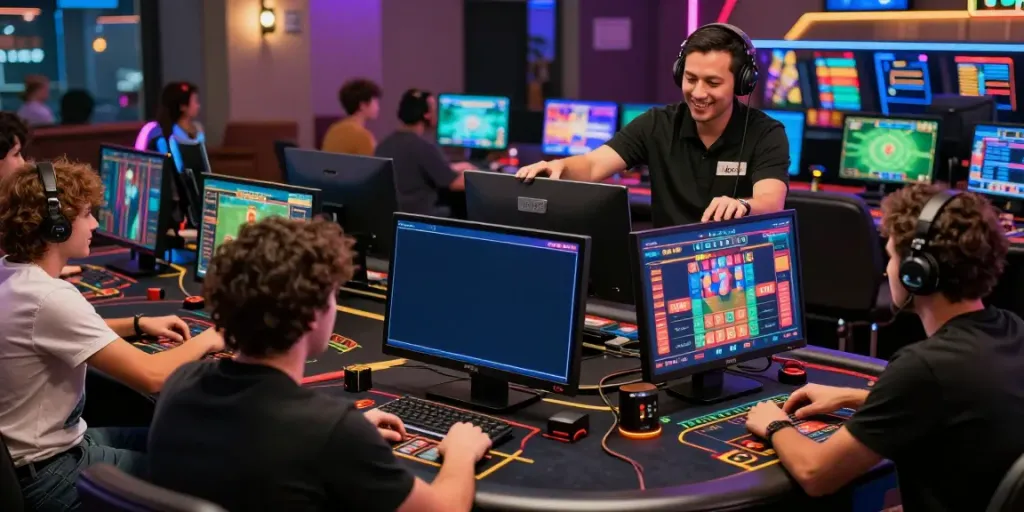 Engaging online gambling scene at TX88 featuring diverse players immersed in exciting betting activities.
