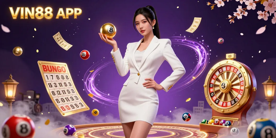 Experience the thrill of winning with the VIN88 APP, set against a vibrant 3D casino backdrop.