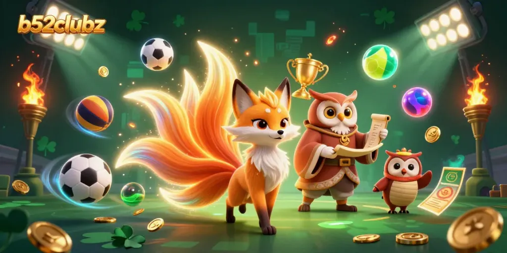 Engage in thrilling bets at b52clubz with a vibrant 3D scene showcasing exciting gameplay elements.