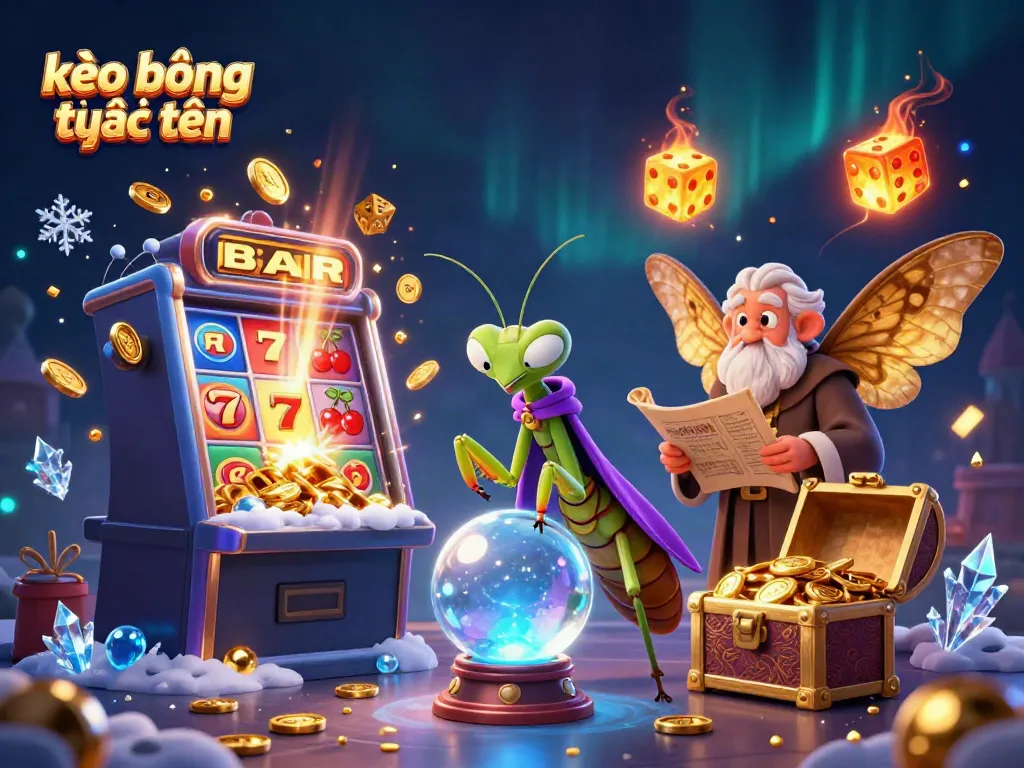 Engage with kèo bóng trực tuyến through fantasy-themed 3D illustration featuring fortune tellers and dynamic casino elements.
