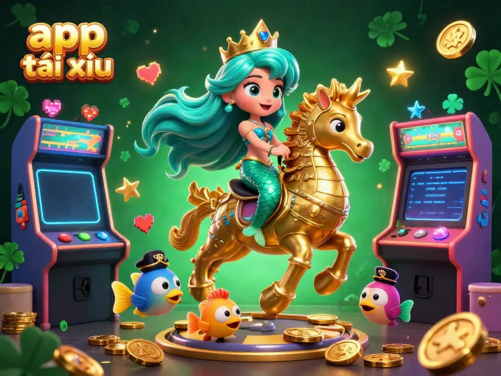Engage in thrilling app tài xỉu gameplay illustrated with a vibrant underwater casino scene featuring a mermaid and seahorse.