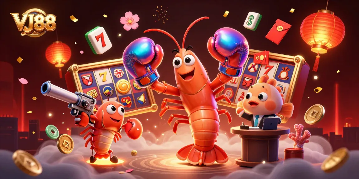 Engage with VJ88's thrilling casino scene featuring vibrant characters and dynamic gaming elements.
