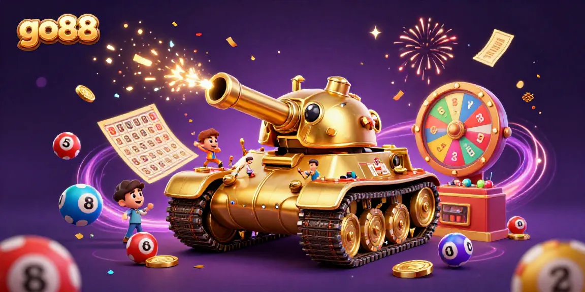Join the thrilling experience of go88 with vibrant casino elements and a golden beetle tank!