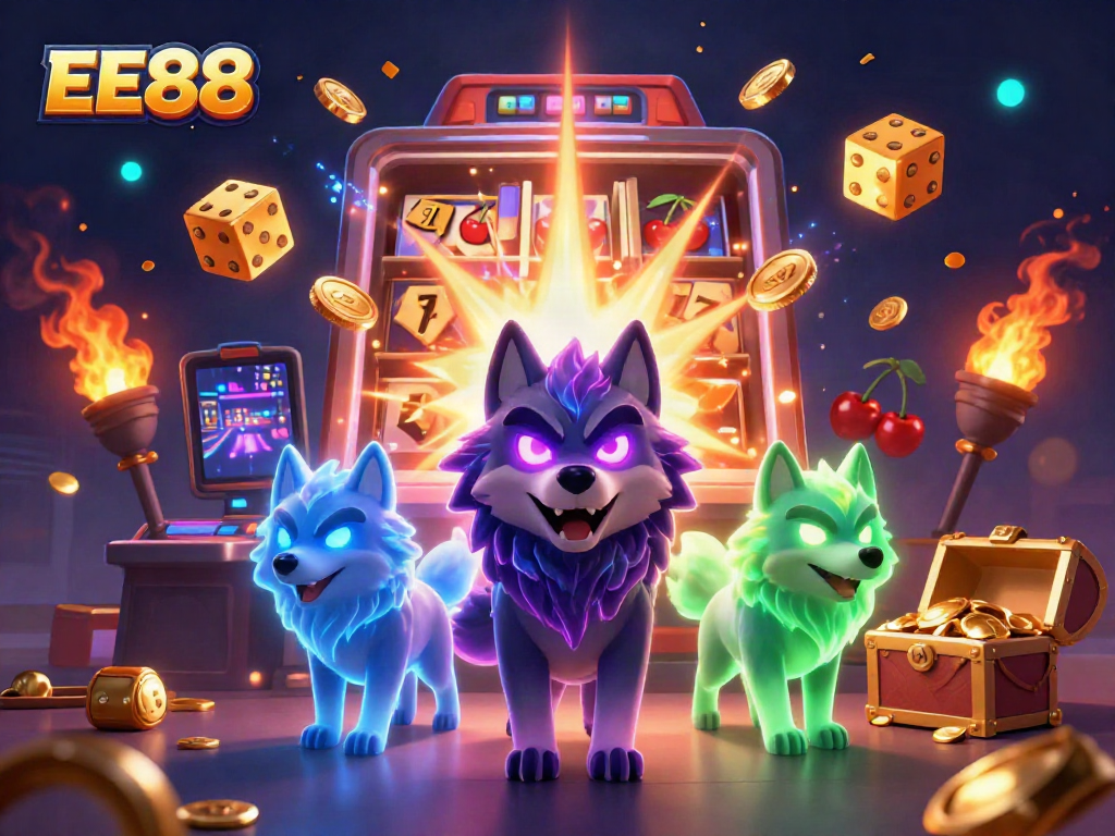Experience the excitement of EE88 with a vibrant 3D illustration featuring intense gameplay scenes.