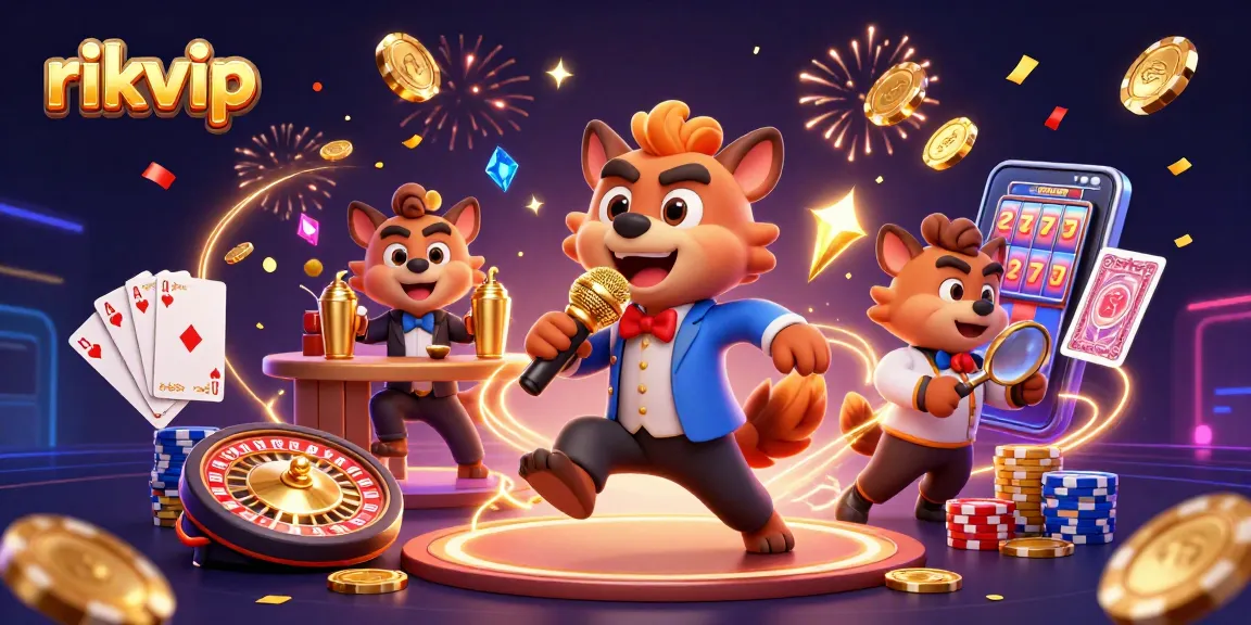 Experience the excitement of rikvip's dynamic casino atmosphere with hyenas embracing gaming fun.