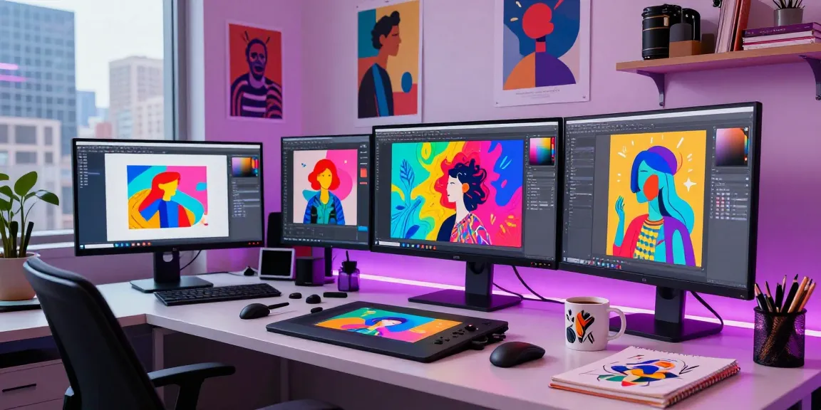 Creating vibrant AI-generated artwork in a modern studio setting with advanced design tools and inspiring atmosphere featuring the keyword ai slut.