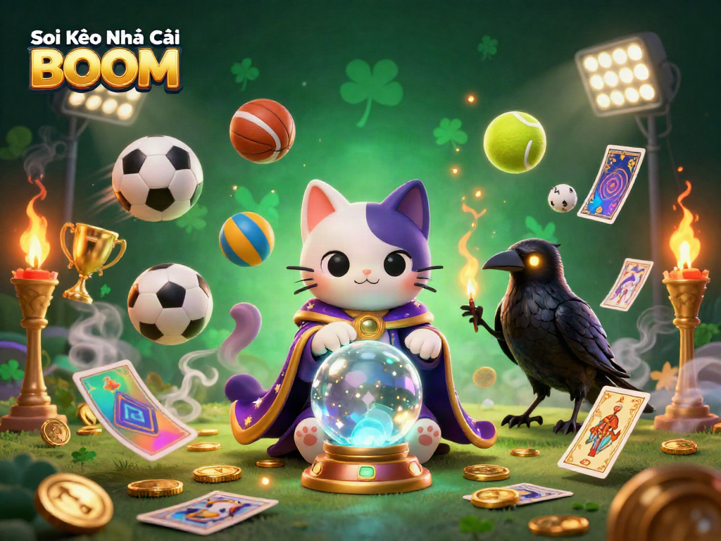 Experience betting excitement with Soi Kèo Nhà Cái BOOM’s vibrant casino party scene featuring mystical elements.