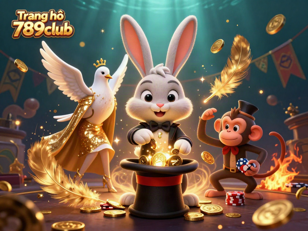 Engage with the exciting features of Trang chủ 789club showcasing a magician rabbit and friends in a dynamic casino environment.
