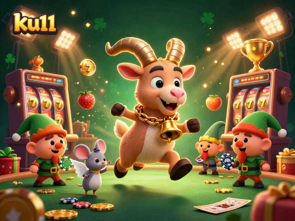 ku11 captivates players in a vibrant casino scene with festive Krampus and mischievous elves stealing poker chips