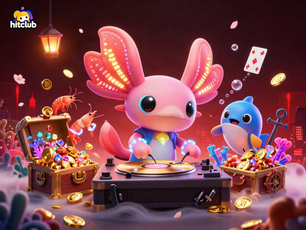 Experience thrilling games at hitclub with vibrant underwater casino illustration featuring exciting characters.