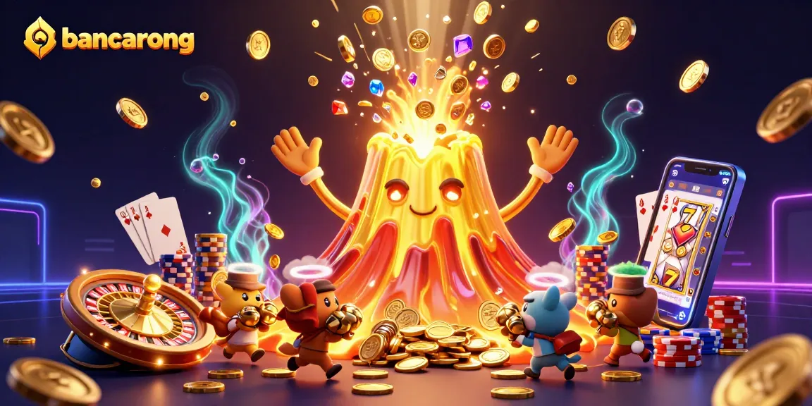 Experience interactive gambling at bancarong with a thrilling golden volcano erupting treasure.