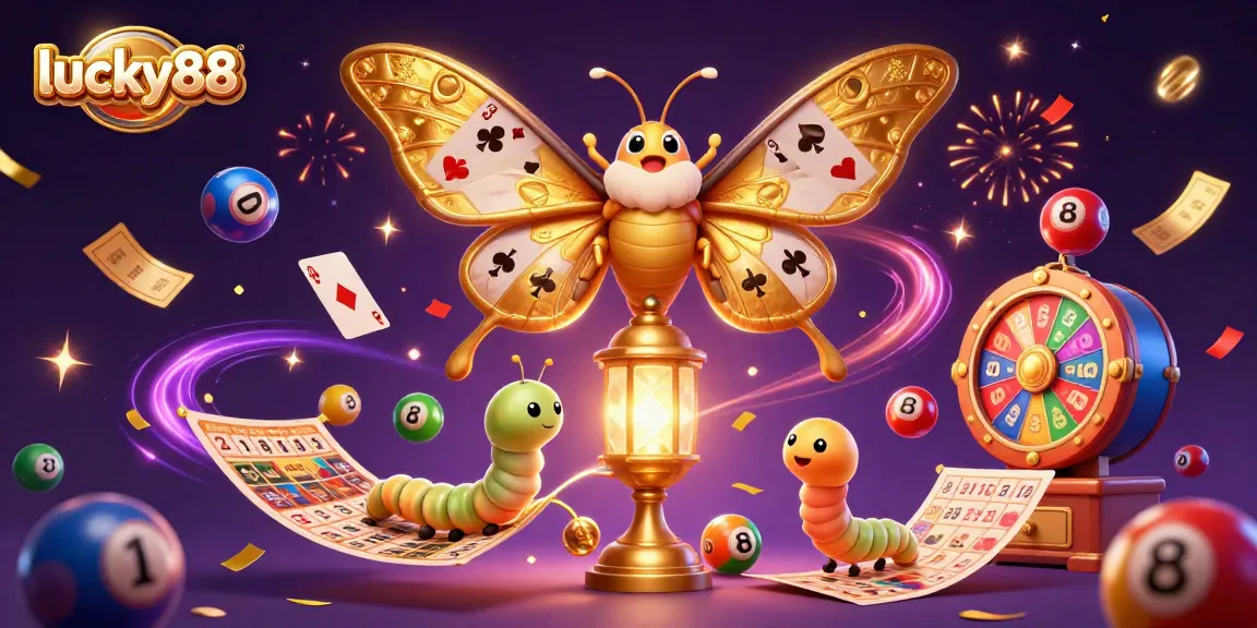 Experience the vibrant world of lucky88 with colorful casino elements and lively characters in an engaging illustration.