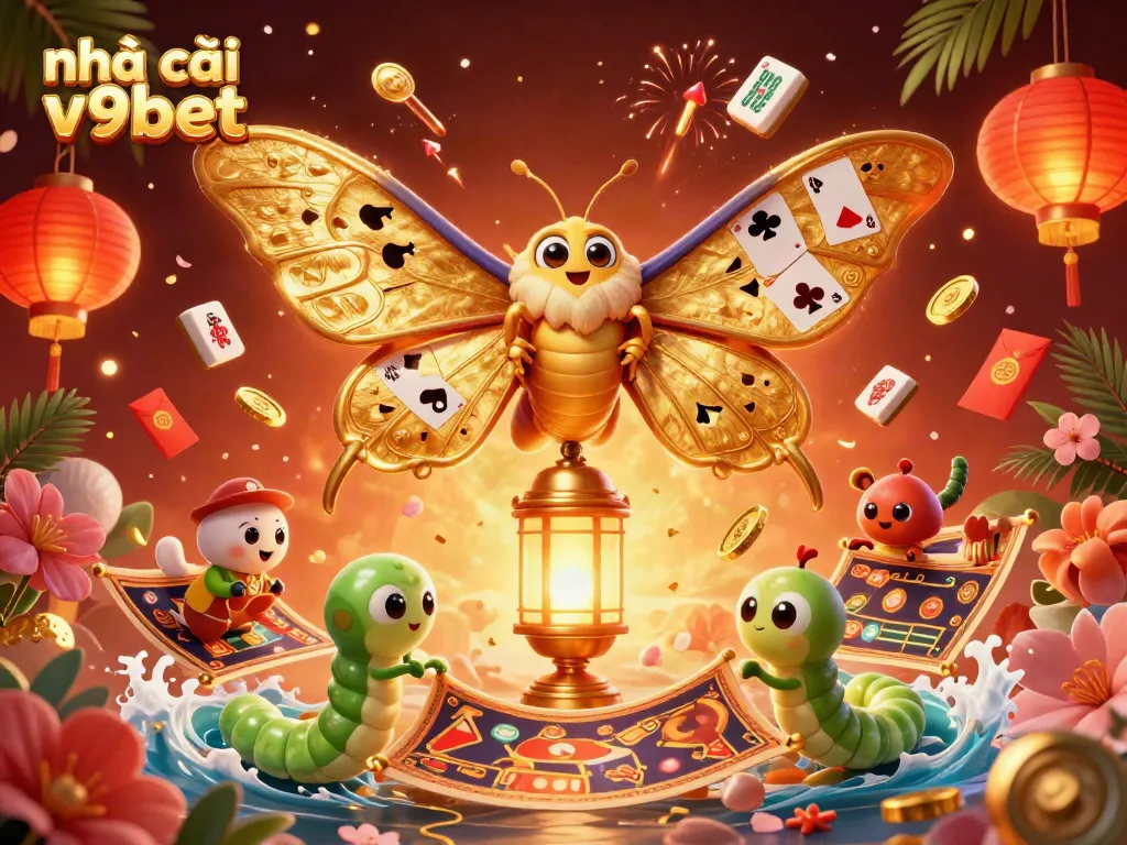Experience betting excitement at nhà cái v9bet with vibrant casino-themed illustration.