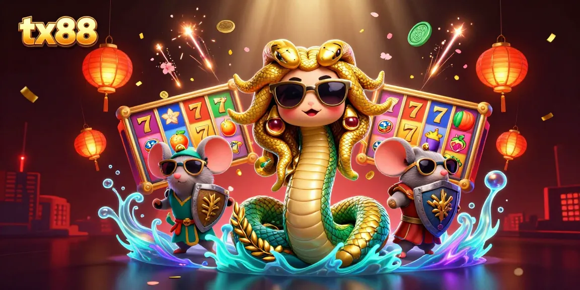 Engage with tx88 slots featuring vibrant lucky 7s and jackpots in a dynamic casino scene.