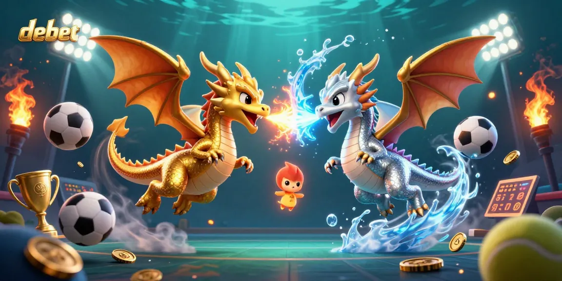 Bet on debet with exciting sports elements depicted in colorful 3D illustration of battling dragons.