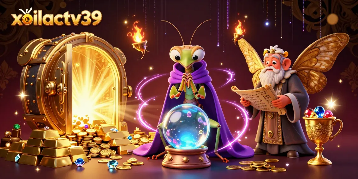 Engage with xoilactv39's vibrant online casino scene featuring treasures and magical elements.