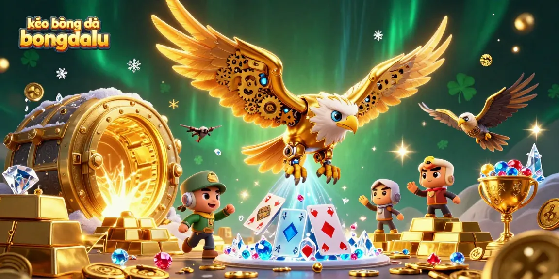 Experience kèo bóng đá bongdalu with excitement, showcasing vibrant betting elements and a massive treasure vault.