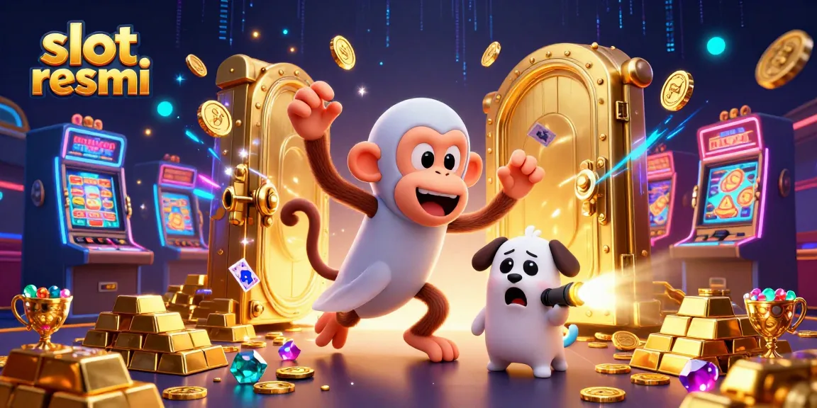 Experience thrilling gameplay with exciting slot resmi, featuring a poltergeist monkey juggling gold coins in a vibrant casino scene.
