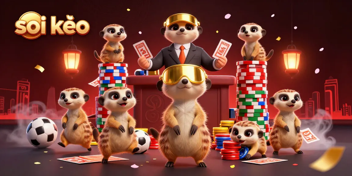 Bet on the latest with soi kèo: A meerkat sports betting adventure in vibrant 3D style.
