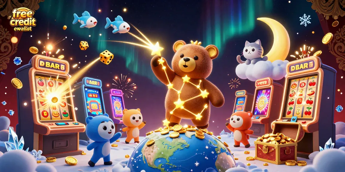 Engage with free credit ewallet offerings through a vibrant 3D casino-themed illustration