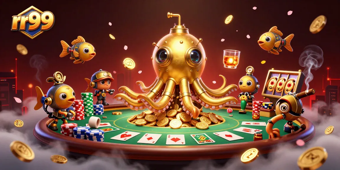 Experience incredible wins with rr99 in this immersive 3D casino-themed scene featuring vibrant slots and poker elements.